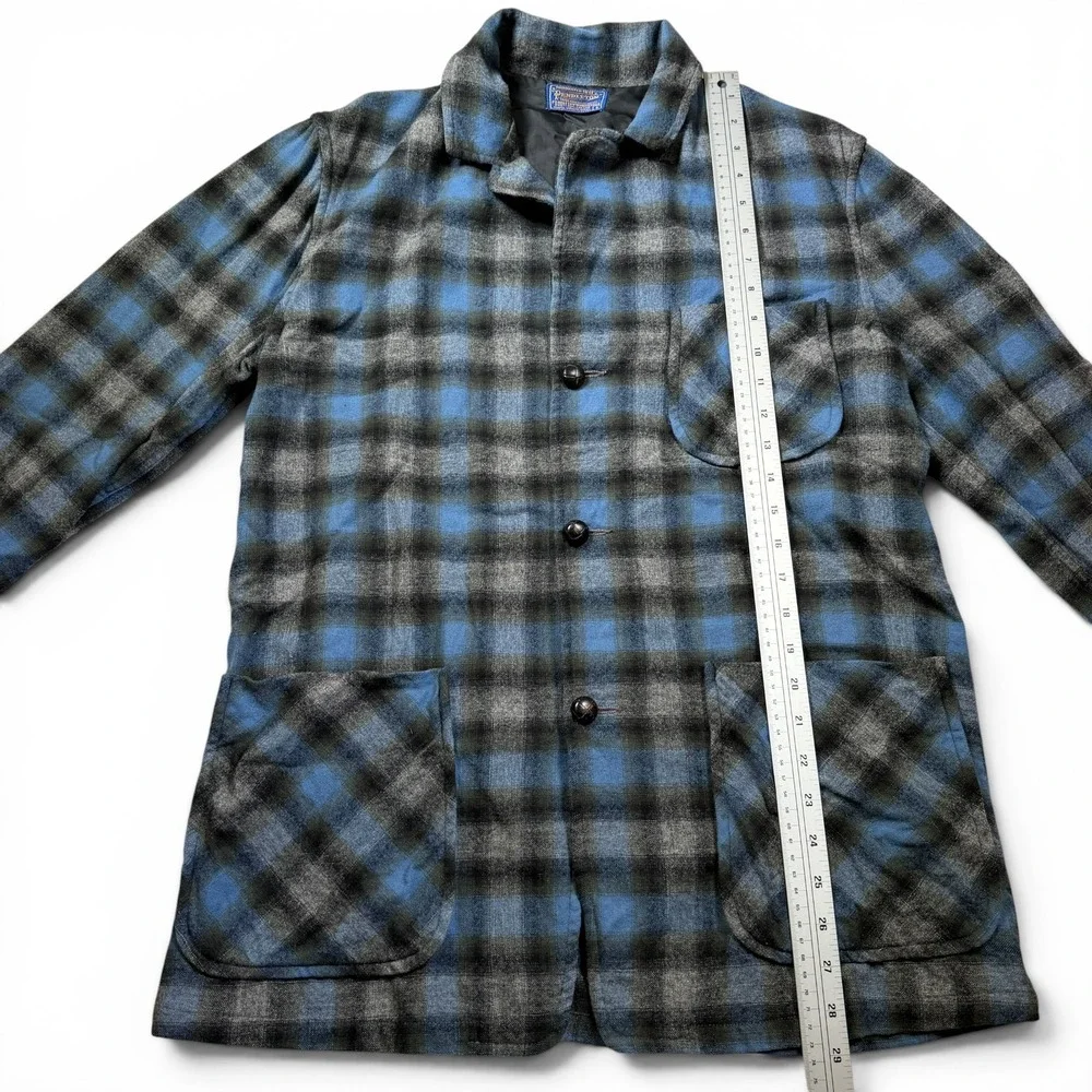 Vintage 60's  Pendleton Wool Blazer Chore Shirt Jacket Blue Men's Small